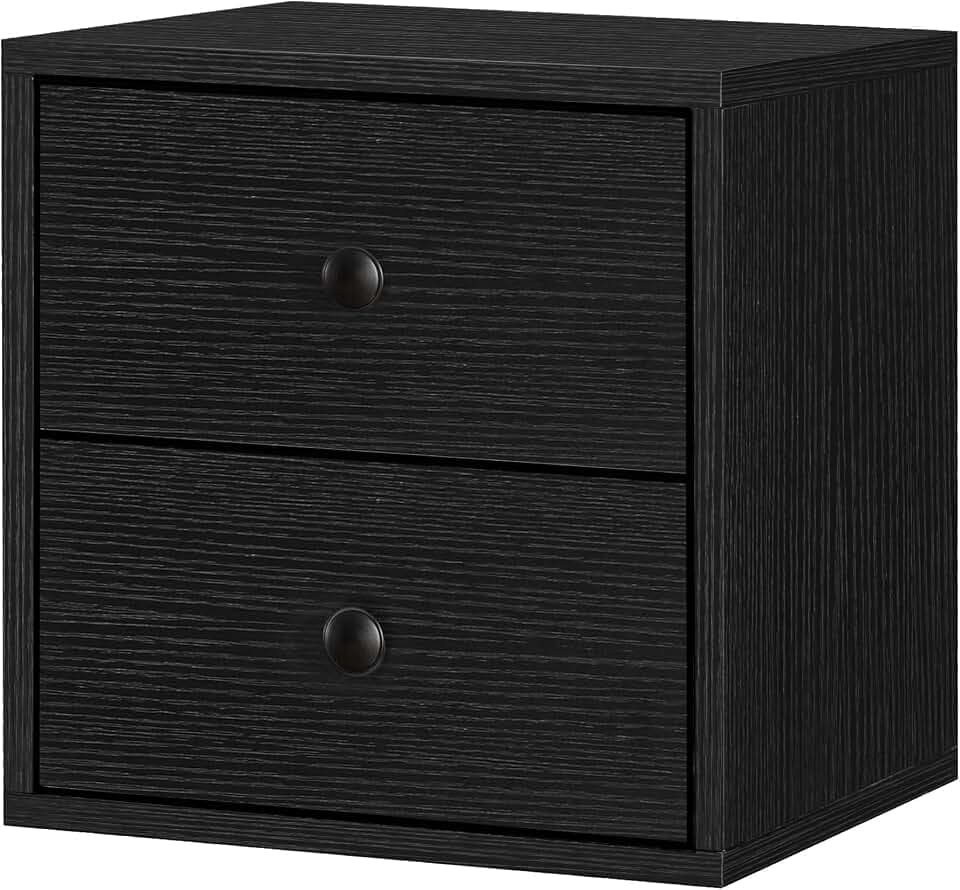 FUSUNBAO Magic DIY Cube Storage Organizer Stackable Cubes for Home Books Clothes Toy-Modular Cubby Storage System-Office Cubical-Bookcase Closet (Black, Drawer Cube)