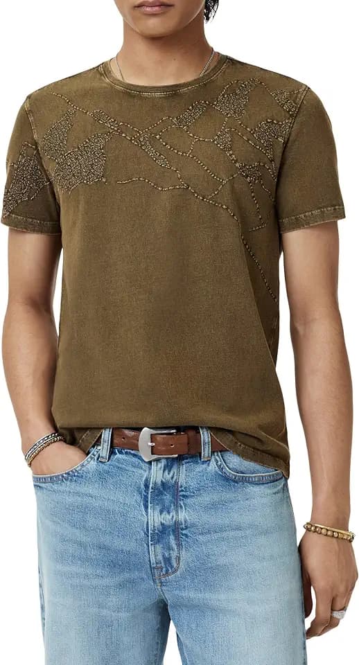 John Varvatos Men's Desert Mountain Embroidery Tee