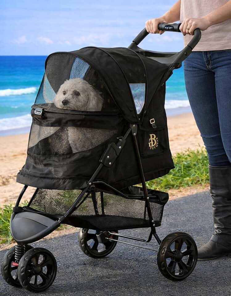 Pet Gear No-Zip Special Edition 3 Wheel Pet Stroller, Charcoal Black