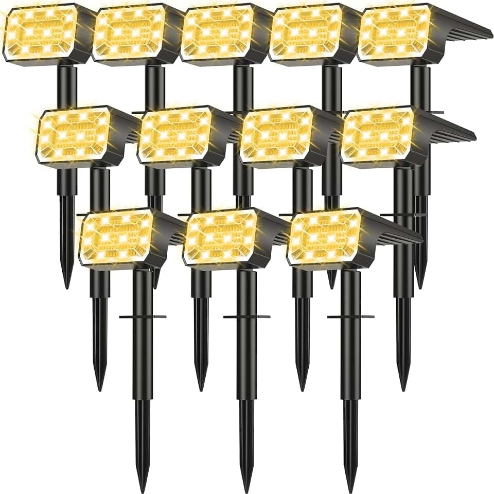 Solar Spot Lights Outdoor, Landscape Spotlights, 12 Pack Warm White