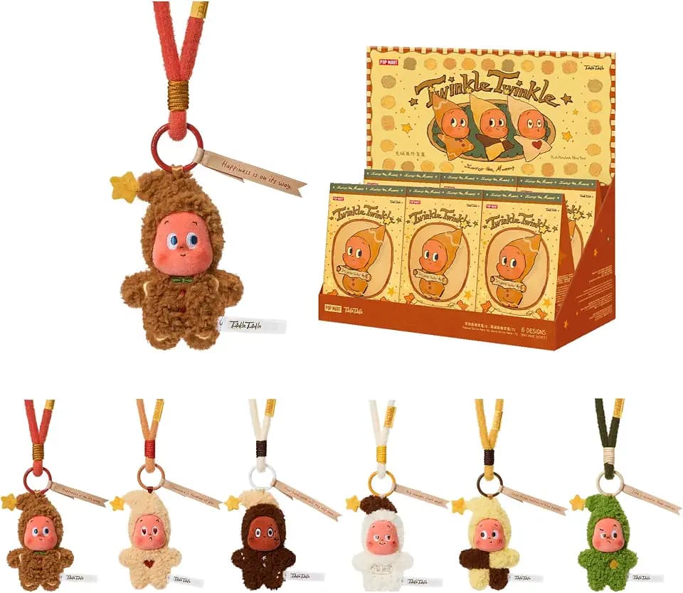 POP MART Twinkle Twinkle Savor the Monment Series-Fresh-Baked Mini Cookies Plush Pendant Blind Box, Gift for Holidays, Boys and Girls-Whole Set