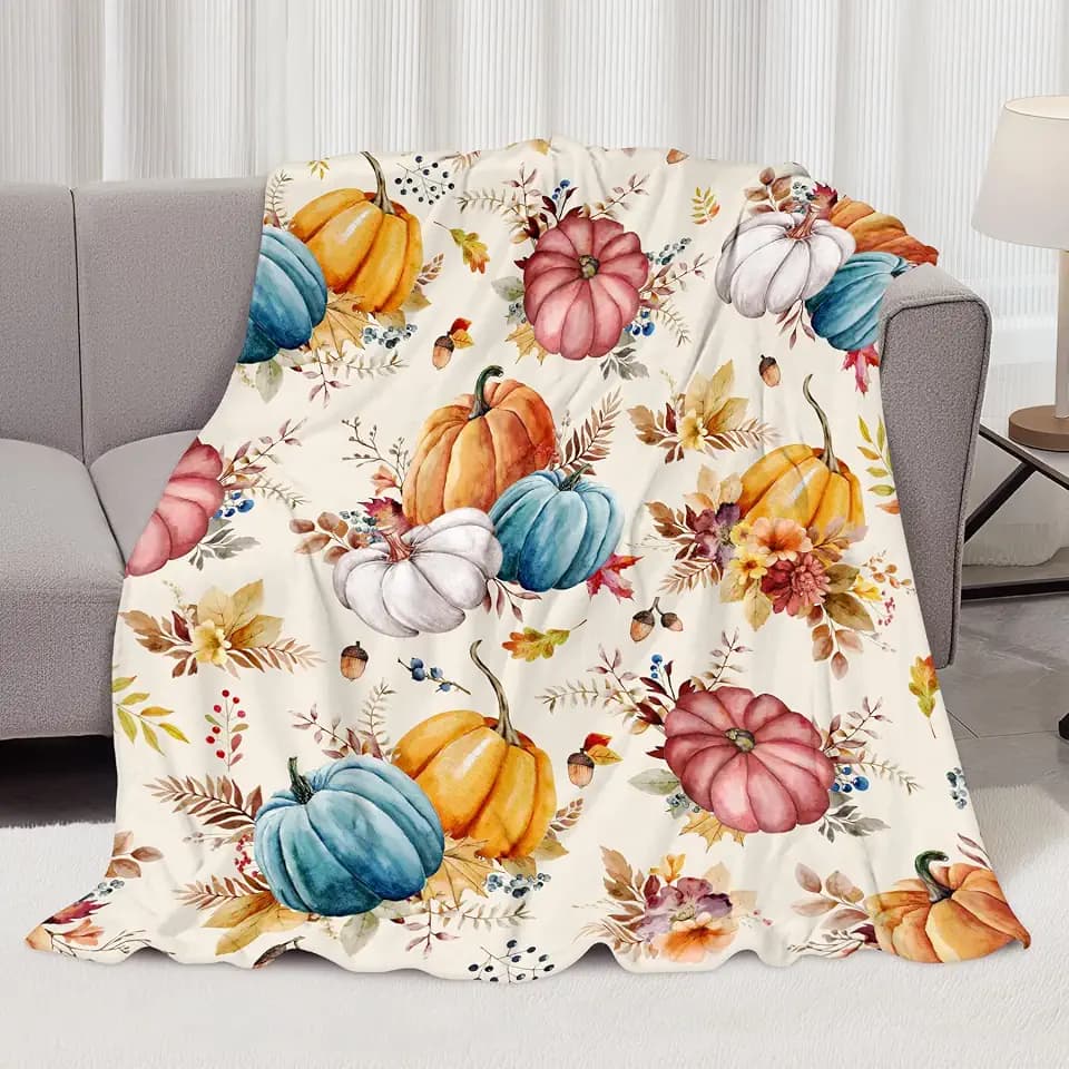 Thanksgiving Maple Leaves Fall Throw Blanket for Couch, Soft 40x50 in
