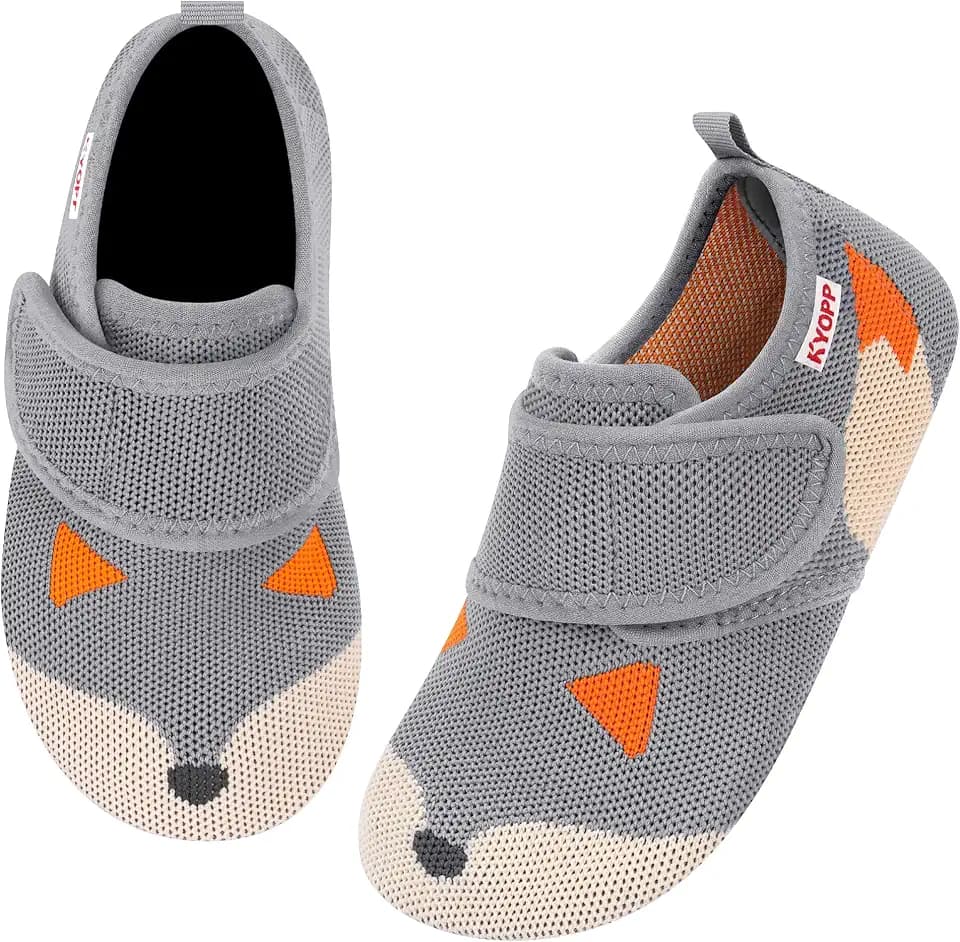 Kyopp Hausschuhe Kinder Barfussschuhe Klettverschluss für Jungen Mädchen