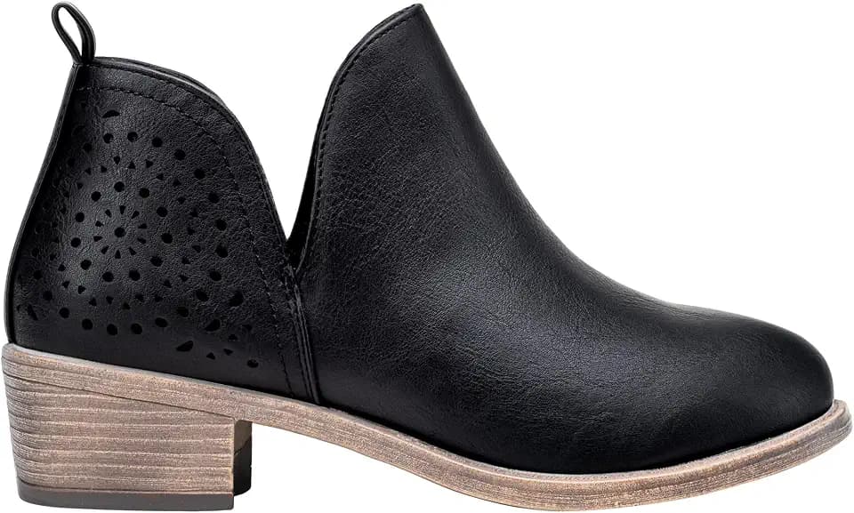 Vepose Women's Short Ankle Boots, Low Heel Round Toe Western Booties
