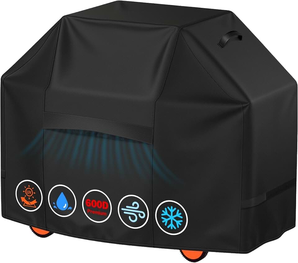 iCOVER Grill Cover 82 Inch, BBQ Grill Cover for Outdoor Grill, 600D Heavy-Duty Waterproof BBQ Cover, Large Barbecue Gas Grill Covers for Weber, Charbroil, Brinkmann, Nexgrill and More, Black