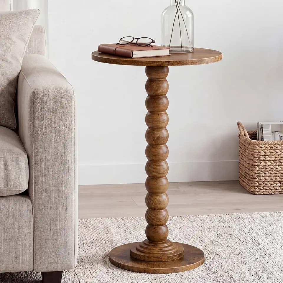 DUMOS Round Side Table, End Table, Nightstand for Bedroom Living Room