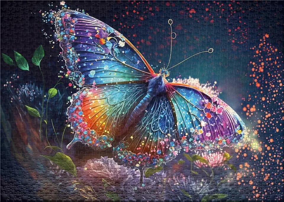 Puzzle 1000 Teile Morgentau - Schmetterling Fantasy Kunstmotiv