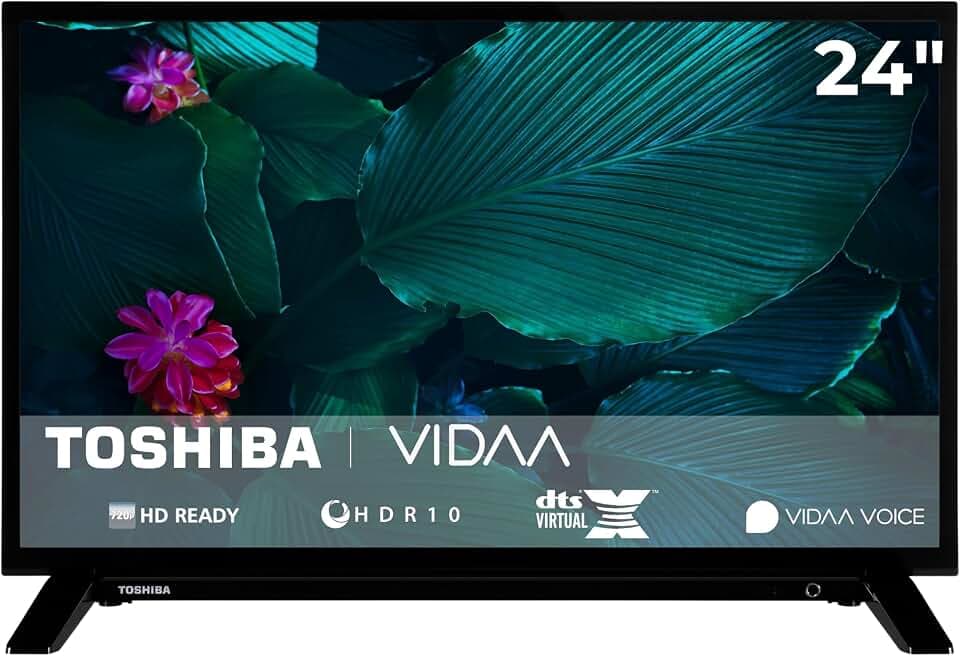 Toshiba 24WV2F63DAZ Fernseher 24 Zoll VIDAA Smart TV mit HD-Ready Auflösung | HDR | 2x HDMI | 1x USB | Bluetooth | Sprachsteuerung | DTS Virtual X | Triple-Tuner DVB-C/-S2/-T2 | Modelljahr 2026
