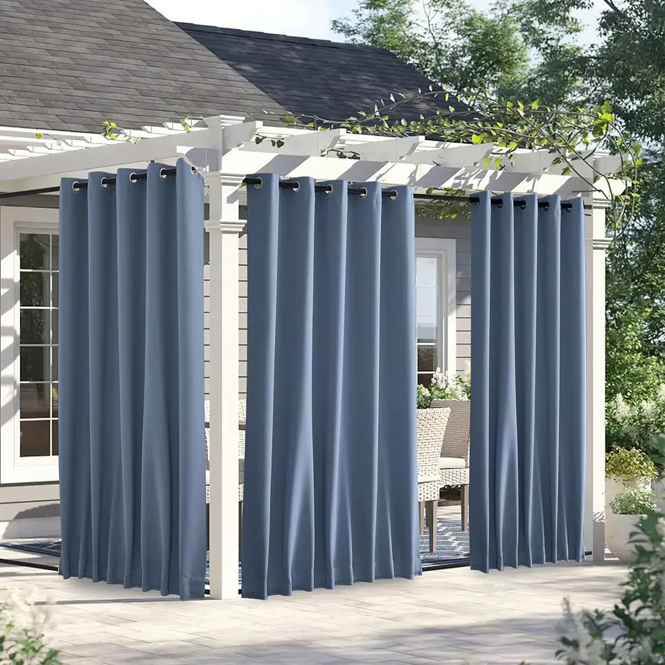 NICETOWN Weighted Curtains for Patio Waterproof W66xL84 Stone Blue 2 Panels