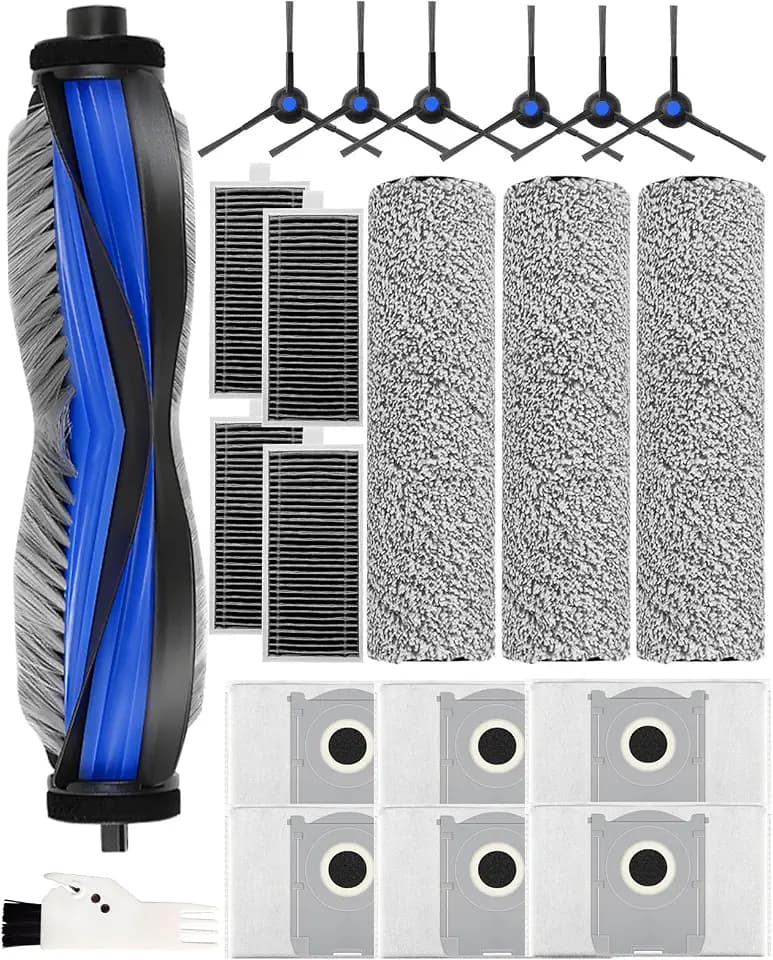 X8 PRO Omni Zubehör für Ecovacs Deebot X8 OMNI/X8 PRO OMNI, 21-Stücke Ersatzteile ：6 Staubbeutel, 4 HEPA-Filter, 6 Seitenbürsten, 3 Walzenmops, 1 Reinigungsbürste | X8 & X8 PRO OMNI Zubehörset