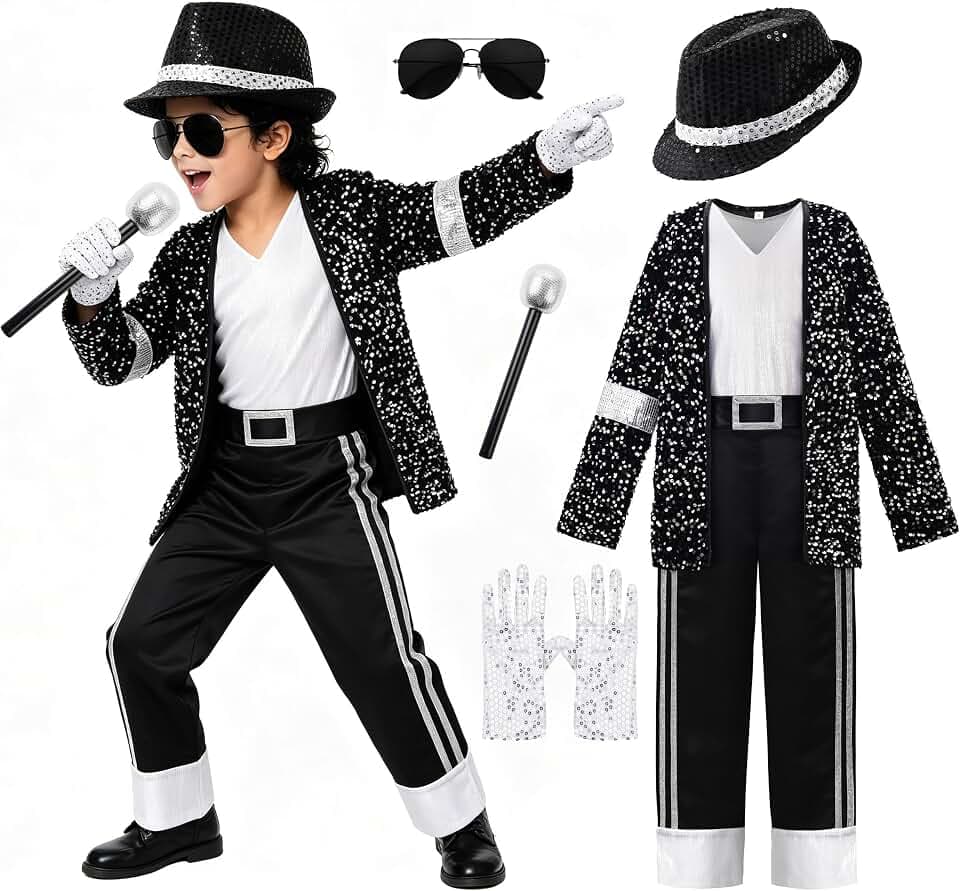 ReliBeauty boys girls 80s dance star costume 90s pop stage costume role play party for kids