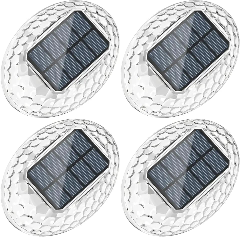 Quntis Solar Wandleuchte Außen 4er Set 360° Beleuchtung Warmweiß | IP44 Wasserdichte Solarlampen Garten-Deko Außenleuchte für Zaun Balkon Terrasse Mauer Treppe Solarleuchte Zaunbeleuchtung