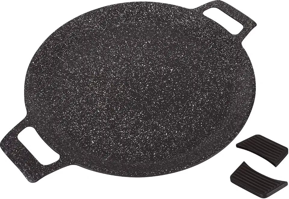 Kamberg – 0008106 – Brotbackplatte/Crêpeplatte 32 cm – Aluminiumguss – Beschichtung in Steinoptik – Für alle Herdarten, auch Induktion – PFOA‑frei