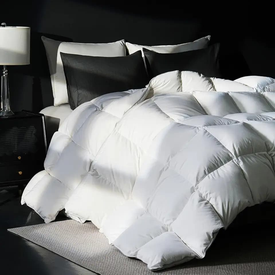 Goose Feather Down Fiber Comforter King Size, 100% Cotton Cover