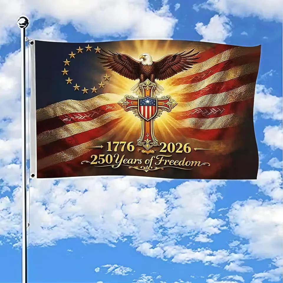 250 Anniversary USA Flag 3x5 Ft Double Sided 1776–2026 with Eagle Design