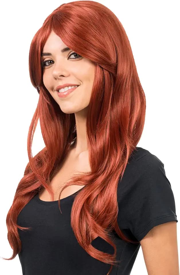 Chaks - Damen Perücke 68 cm Wellig, mit Langem Pony