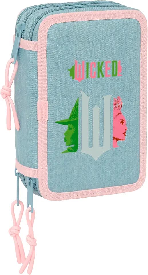 Wicked - Schulmäppchen mit 37 Werkzeugen inklusive, Kinder Federmäppchen, Kind, ideal für Kinder von 5 bis 14 Jahren, bequem und vielseitig, Qualität und Widerstandsfähigkeit, 12,5 x 5,5 x 19,5 cm