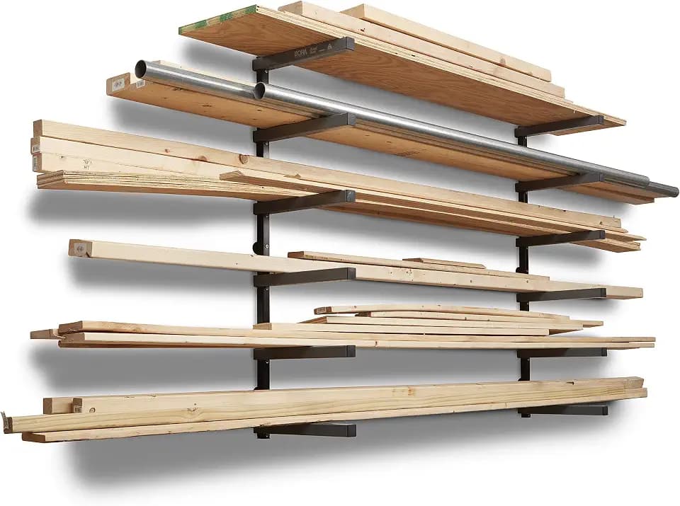 Bora Portamate PBR-006B Holzorganizer und Holzaufbewahrung, Metallregal mit 6 Ebenen, Wandhalterung für den Innen- und Außenbereich