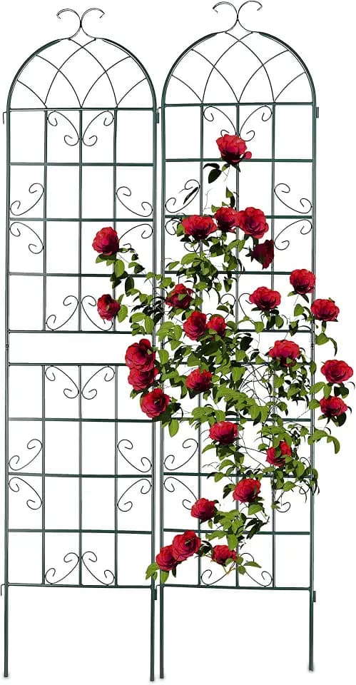 Relaxdays Rankgitter, 2er Set, Metall, HxB 220 x 50 cm, grün