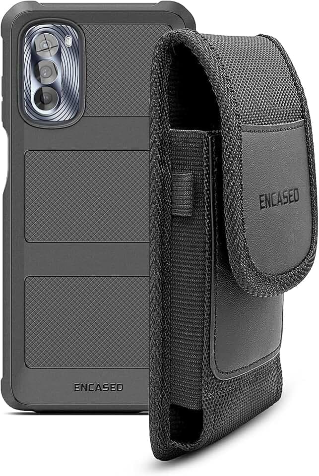 Encased 2-in-1 Belt Combo for Moto G Stylus 5G 2022 Case with Holster Clip Phone Pouch and Screen Protector (Black)