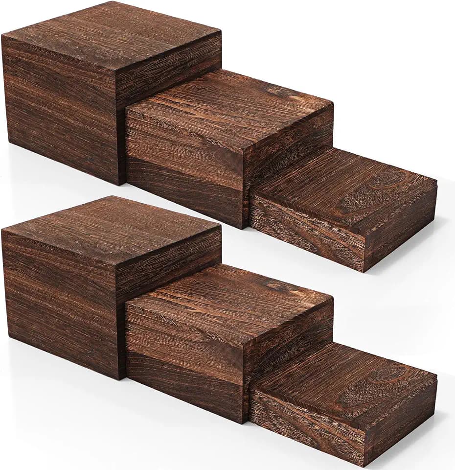 Barydat 6 Pcs Wood Display Risers Stackable Stand Box