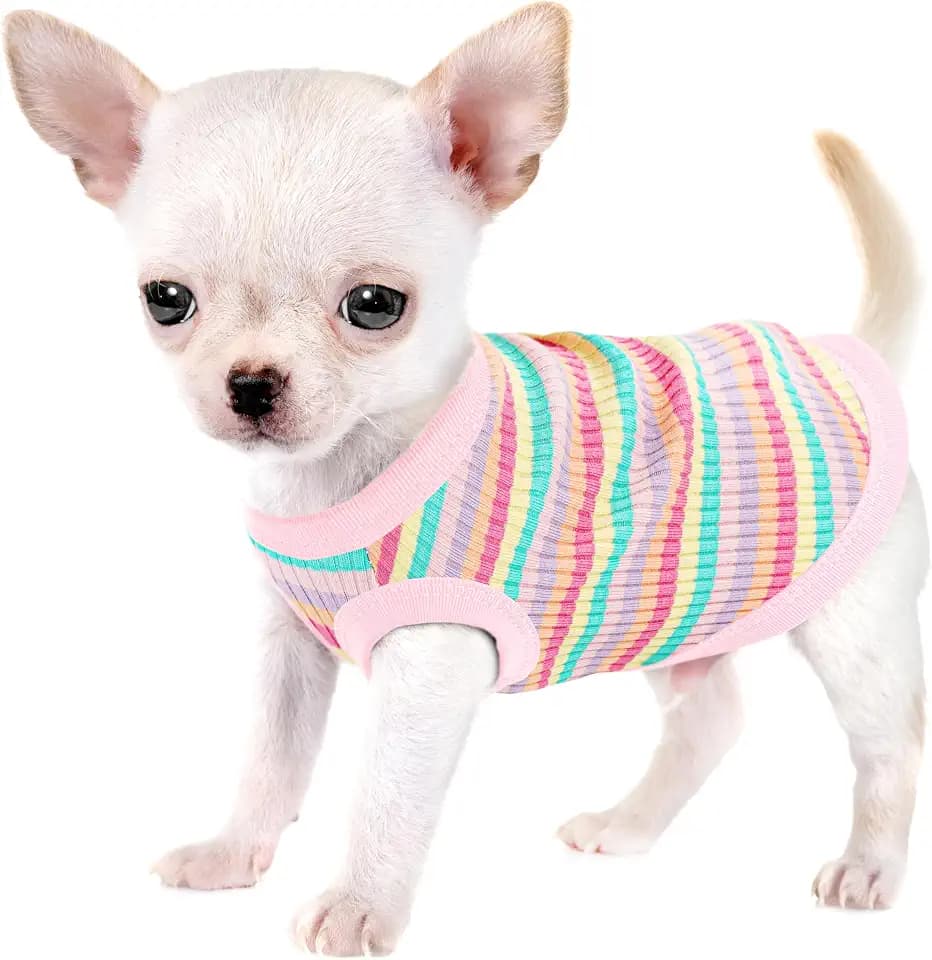 Premium 100% Cotton Rib Dog Shirt Vest for Small Breeds Light Pink X-Small