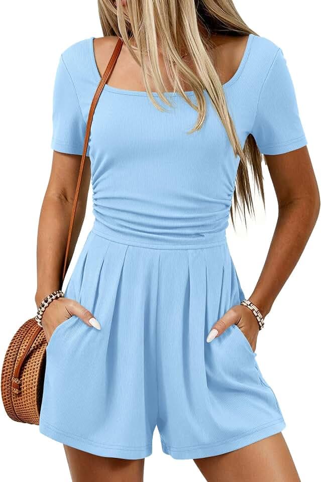 PRETTYGARDEN Womens One Piece Short Sleeve Rompers