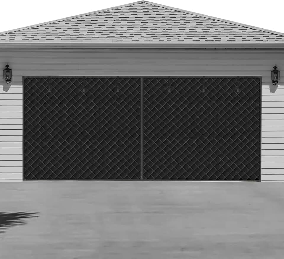 Garage Door Screen for Winter，Garage Door Insulation Kit，Magnetic Thermal Insulated Door Curtain, Garage Insulated Door Curtain ， Weatherproof, Windproof, Soundproof(9 * 7Ft)
