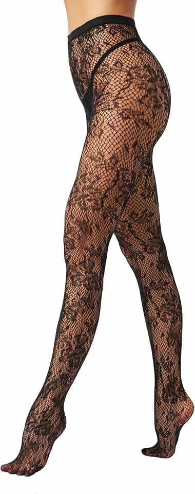 EVERSWE High Waist Fishnet Tights, Thigh High Suspender Stockings