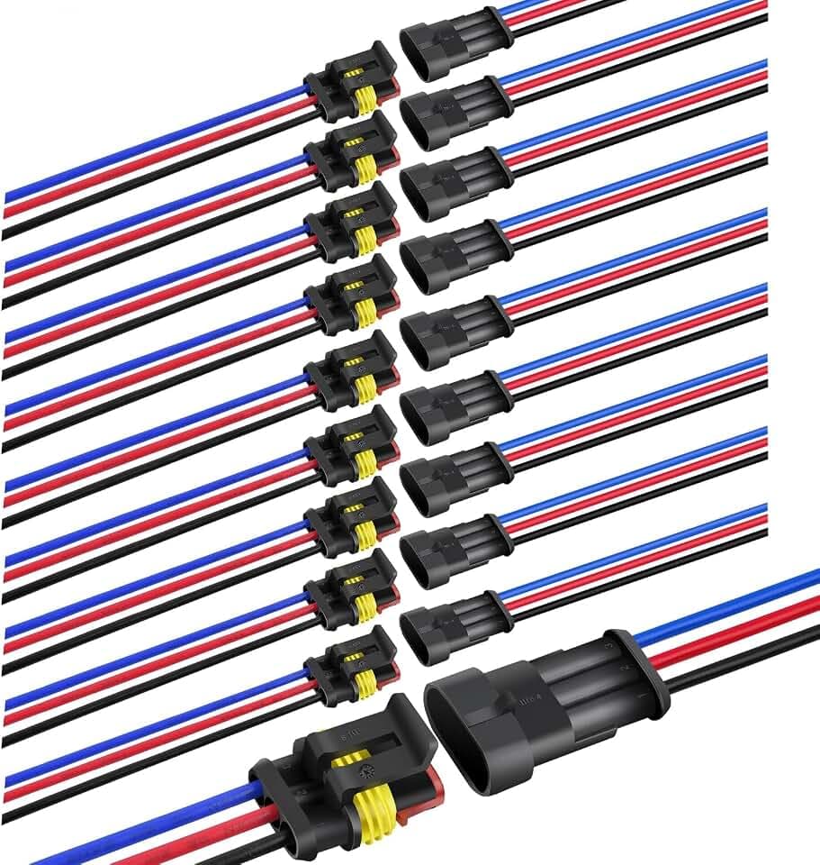 Nilight 10 Pack 3Pin Electrical Wire Connectors Male and Female Plug Socket
