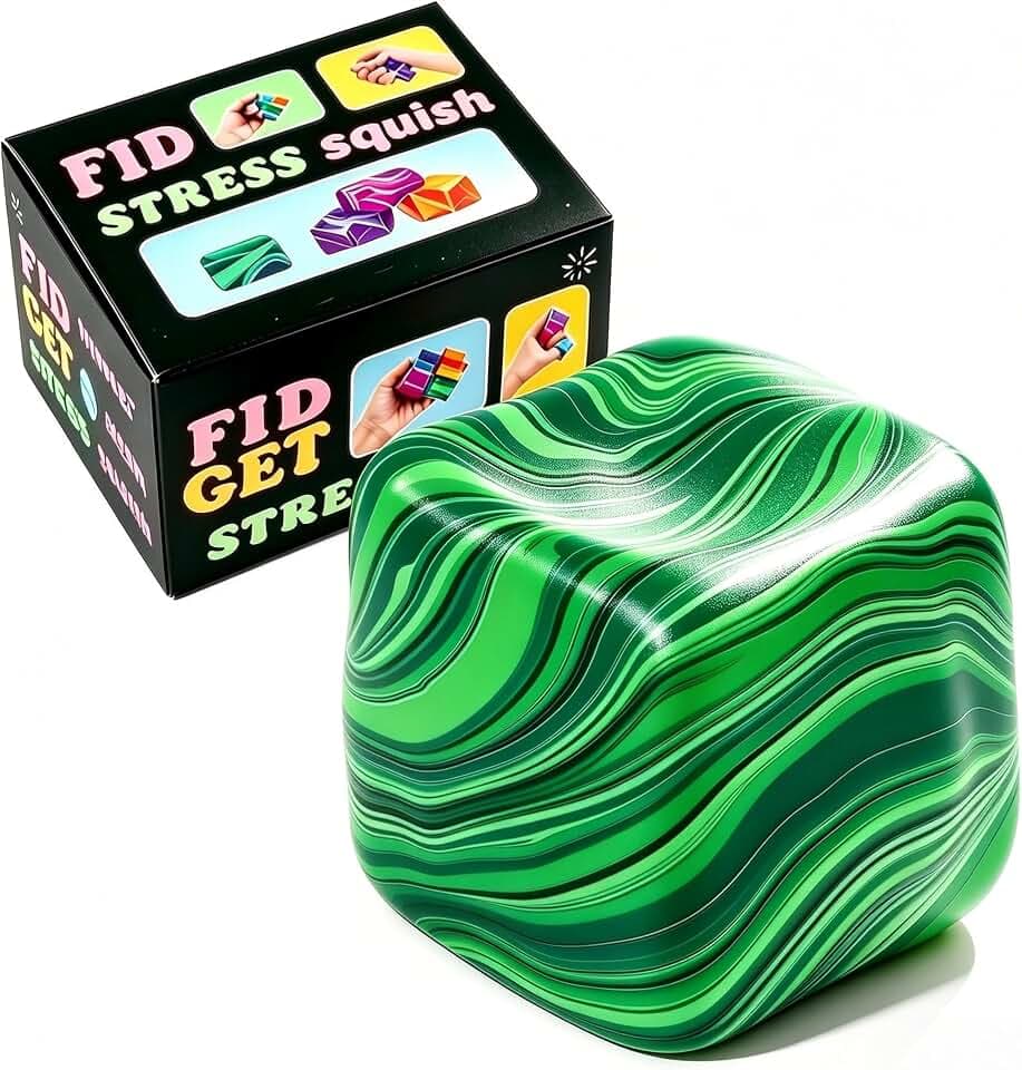 Großer Fidget Toys Squishy Stress Würfel - Riesiger Eiswürfel Sensorik Stressball für Kinder & Erwachsene, Anti Stress Spielzeug, Sensory Ball for Kids with Autism, Squishy Fidget Toys