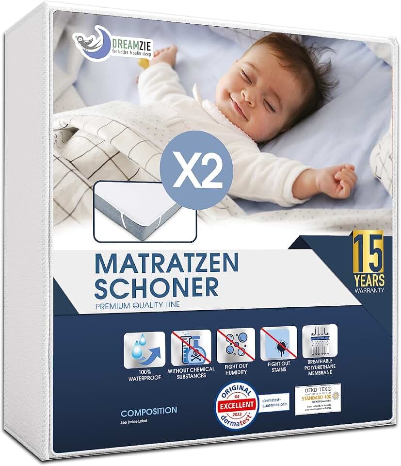 Dreamzie - matratzenschoner 70x140 2er Set - Wasserdicht - Baumwolle