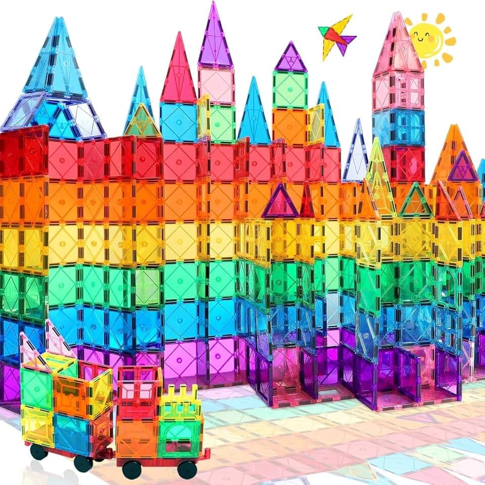 Magnetische Bausteine, 60 Teile, 3D, 2 Autos, Konstruktionsspielzeug, magnetisches Lernspielzeug, Kreativität, Spielzeug für Kinder von 3 4 5 6 Jahren