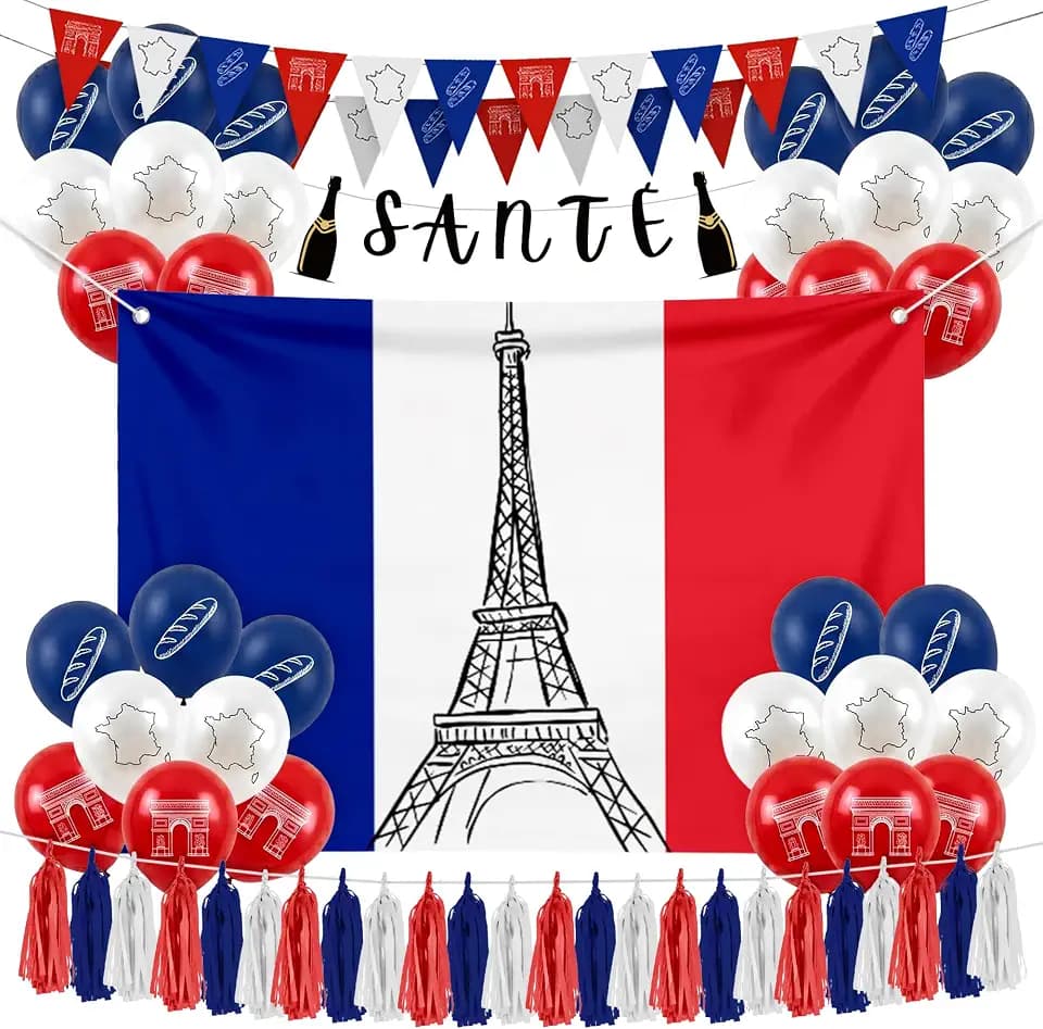 Hades French Party Decor – Paris Party Decorations – France Party Decorations – French Flag Decorations – Bastille Day Decor – French Themed Decorations – Birthday Theme Party Supplies Adults and Kids