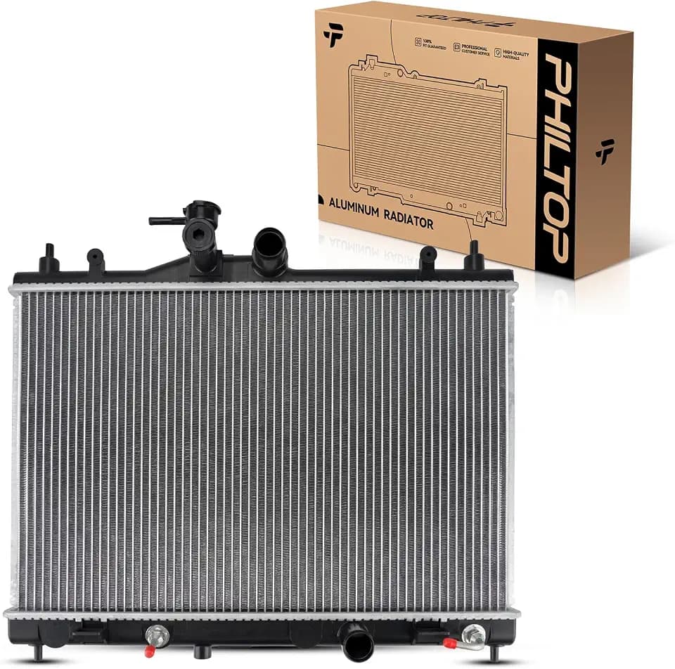PHILTOP Core Radiator Compatible with 2007-2012 Versa 1.8L, 2012 Versa 1.6L Transmission Oil Cooler Included
