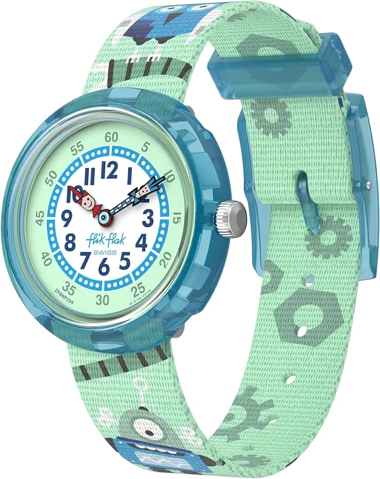 Flik Flak Boys Kids Watch Casual Green Bio-sourced Quartz WaterproofBEEP BEEP BEEP!