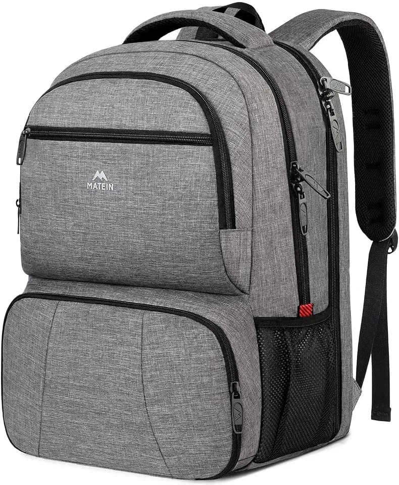 MATEIN Insulated Lunch Backpack for Women, 17.3 Inch Laptop Backpack, Grey