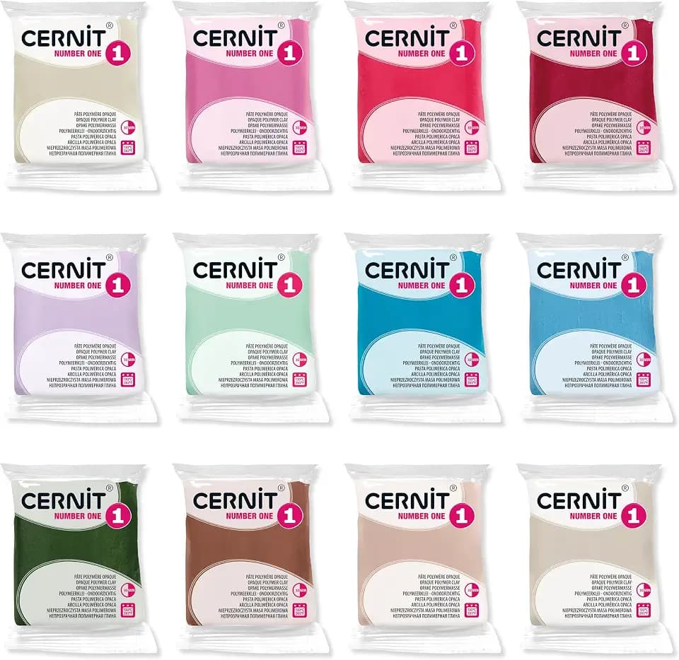 Cernit CE0900012K02C 12 Blöcke Modelliermasse NUMBER ONE 56g Pastell sort.