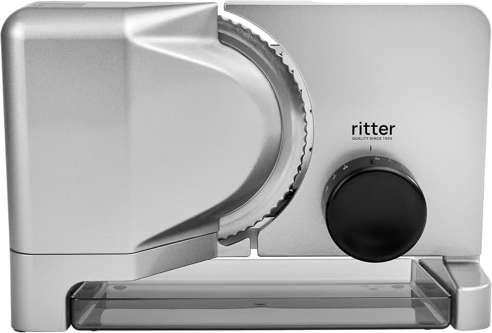 ritter E 16 Elektrischer Allesschneider & Brotschneidemaschine aus Metall mit ECO-Motor, Made in Germany, Silber, Silbermetallic