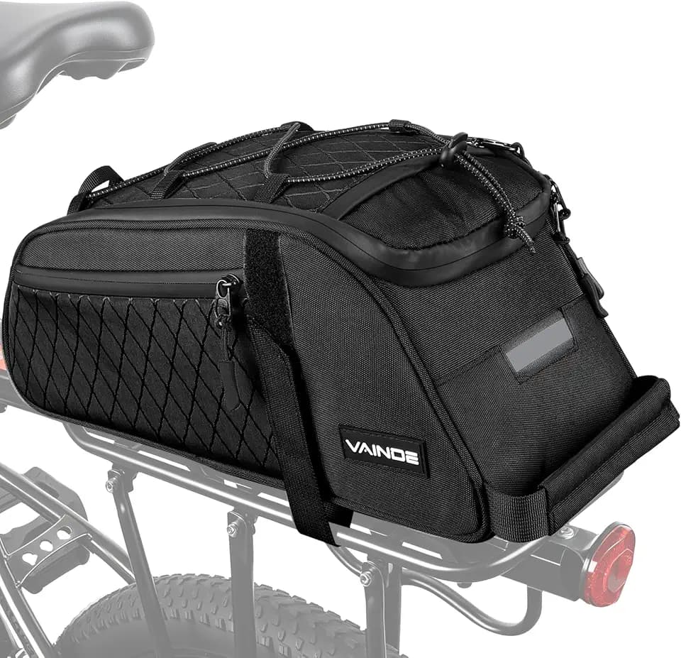 3-in-1 Fahrradtaschen für Gepäckträger 10L,wasserfest & reflektierend,Fahrradtasche Gepäckträger, Gepäckträgertasche mit Tragegriff und Schultergurt (Schwarz, 10L)