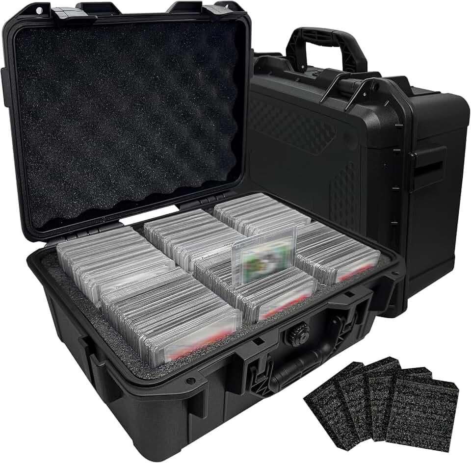 Toploader Aufbewahrungsbox, Top Loader Hard Case für 3" x 4" starre Kartenhalter für Trading, Toploaders Box für 300 3" x 4" 35pt Toploader, mit entnehmbaren dicken Schaumstoff Slot