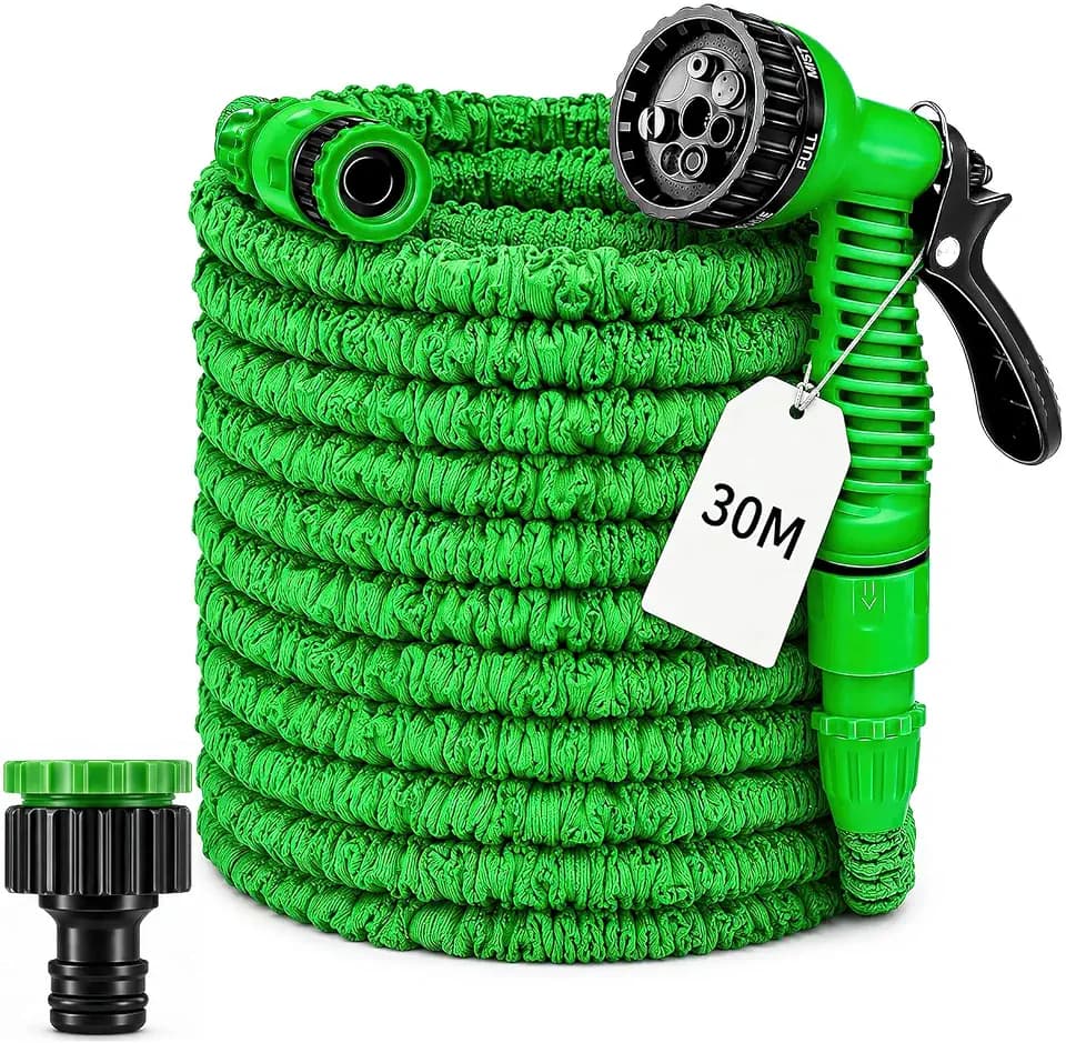 Flexibler Gartenschlauch, 30m, Dehnbar, 7 Sprühfunktionen