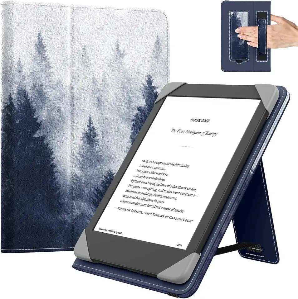 MoKo Universal hülle für 6 Zoll Kindle E-Reader und Tablet, Grauer Wald