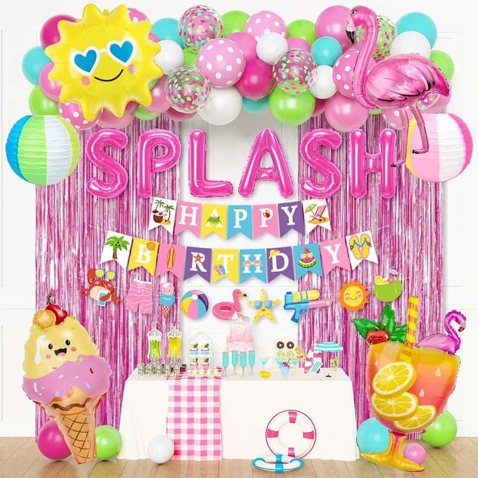 Summer Pool Beach Party Decorations, Splash Birthday Bash Party Supplies
