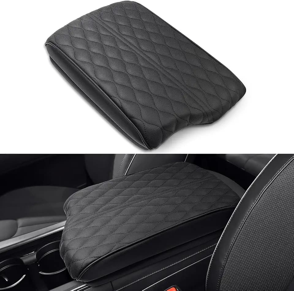 Center Console Armrest Cover Compatible with Hyundai Palisade 2020-2025 Accessories, Premium Leather Arm Rest Cover Pad, Car Middle Console Cover (Black)