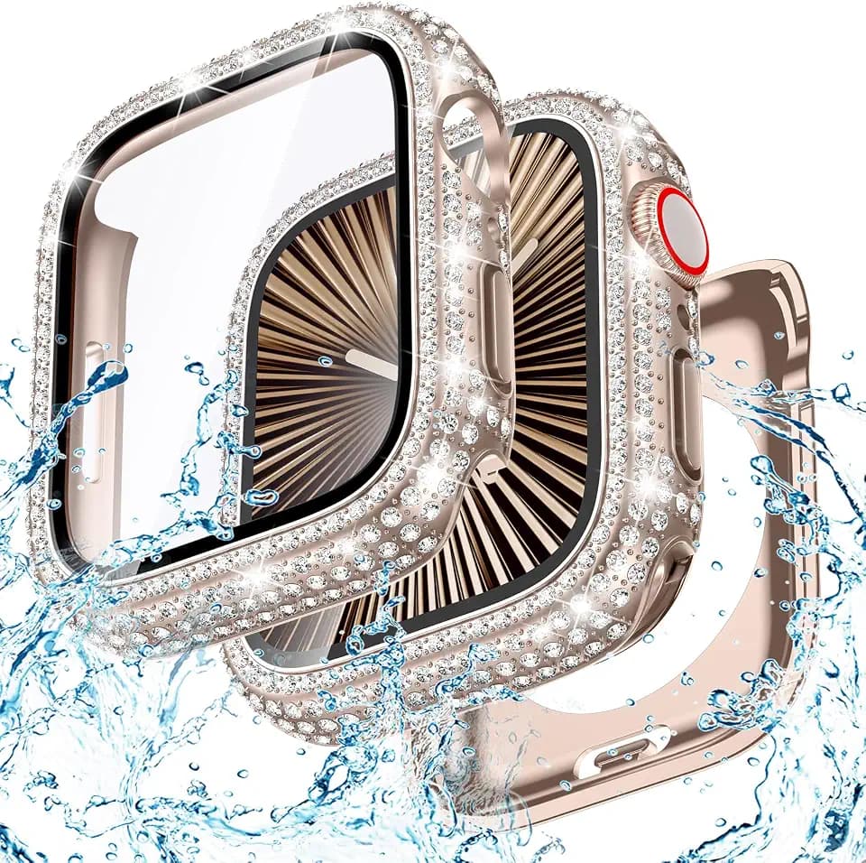 Bling Waterproof Case for Apple Watch Screen Protector 46mm Series 11/10