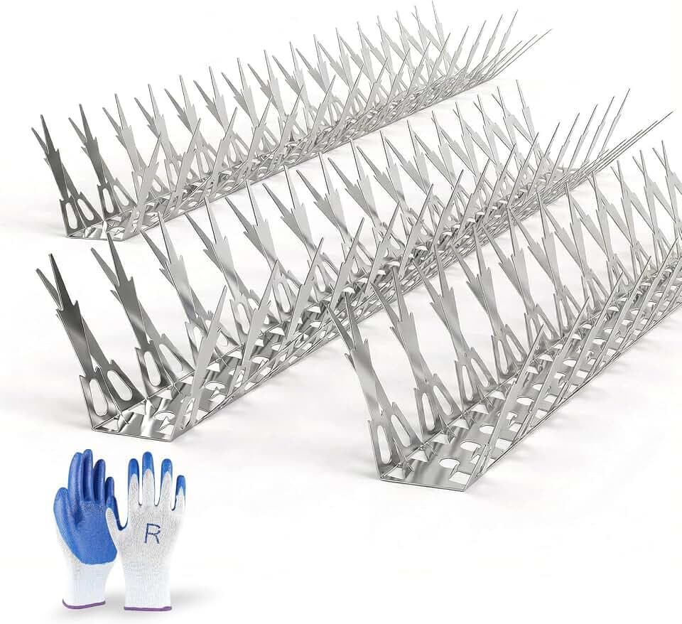 OFFO Bird Spikes for Outside, 304 Stainless Steel, 10 Pack 10 Ft, Silver