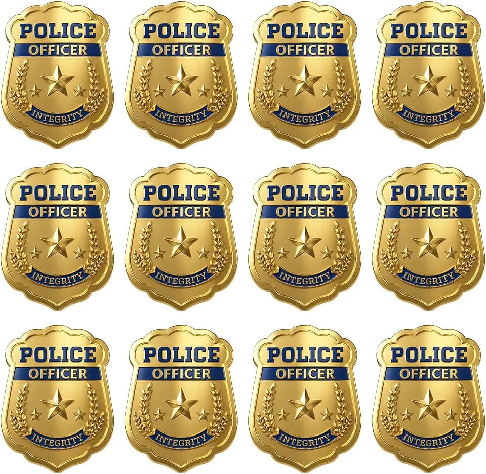 Suncalla 12 Pack Police Badge Bulk Detective Sheriff Cop Fbi Fake Badge Prop Police Pin for Costume Party Accessories Halloween Dress up Men Women