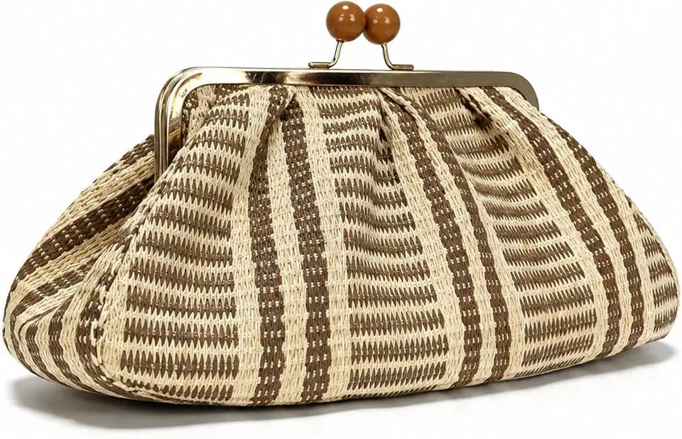 Straw Clutch Purse for Women, Classic Beach Clutch,Woven Summer Bag