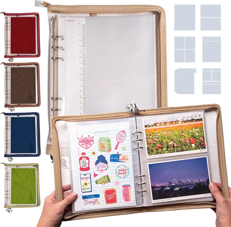 Navy Peony Wander Keeper Schreibwarenordner (Serengeti-Khaki) - Echte A5/A6-Hüllen, kuratierte Reisefarben, robuster Organizer mit Reißverschluss - Für Sticker, Postkarten, Fotokarten